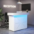 thumbnail image 5 of Tribesigns Reception Desk with Light, White Front Desk with Cable Grommets,  Modern Checkout Counter Table for Salon, Lobby, Office, 5 of 8