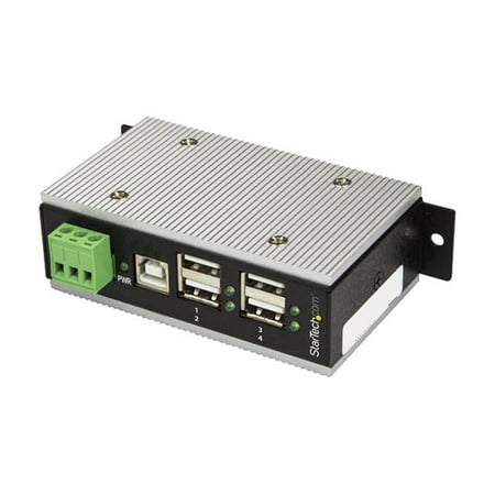 UPC: 0065030878623 | StarTech HB20A4AME 4 Port Industrial USB Hub – Metal – USB 2.0 – 15kV ESD Protection – Surface or DIN Rail – USB Splitter – USB Port Expander