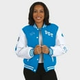 thumbnail image 4 of Women's WEAR by Erin Andrews Blue Detroit Lions Varsity Full-Snap Puffer Jacket, 4 of 6
