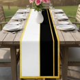 thumbnail image 4 of Modern Black Gold Table Runner - 70 Inch Long Minimalist Geometric Yellow Striped Cotton and Linen Blended Dress Scarves Farmhouse Table Runner for Kitchen Dining, Coffee Table, 13" x 70", 4 of 8
