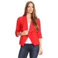 thumbnail image 5 of Women's Casual Fitted Blazer Draped Open Front with Ruched 3/4 Sleeves (S-3XL), 5 of 6