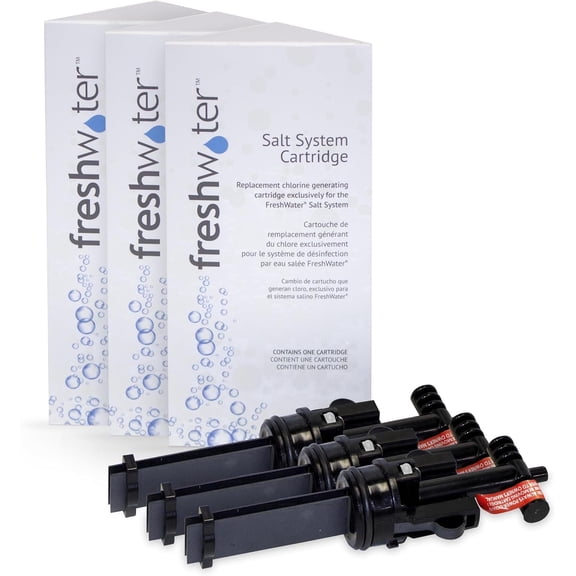 FreshWater Salt System Cartridge - Water Treatment Replacement Cartridge for Spas & Hot Tubs - Easy Maintenance - Supports Natural-Feeling Water to Help Prevent Dry Eyes & Itchy Skin (3 Pack)