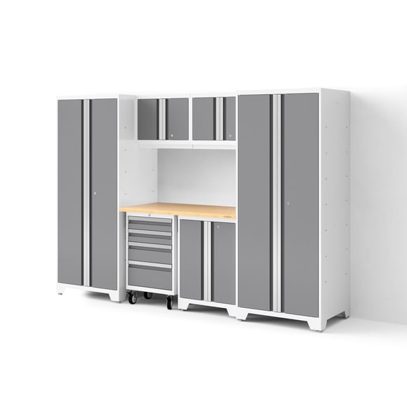 NewAge Products Bold Series XL 7 Piece Garage Cabinets Set with Tool, Base, Wall Cabinets and 30 in. Lockers