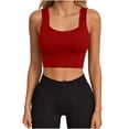 thumbnail image 3 of Sentmoon Camisoles d'Été pour Femmes Col Rond Sans Manches Blouses Habillées de Vacances pour Femmes Couleur Unie Coupe Régulière Hauts pour Femmes pour Sortir et Concerter Rouge G, 3 of 7