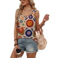 thumbnail image 2 of Ronuti Tank Tops for Women Summer Tops Trendy Dressy Casual Spring Vacation Outfits Crewneck Button Down Sleeveless Shirts, 2 of 8
