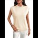 thumbnail image 2 of Suéter Sin Mangas de Cuello Redondo para Mujer, Color Albaricoque, Talla XL, 2 of 9