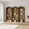 thumbnail image 5 of Tribesigns 79.5" Arched Bookshelf, Modern Tall Arched Bookcase with Storage Shelves, 8-Tier Floor Standing Wood Display Shelving Unit for Living Room, Bedroom (Vintage Brown, 8-Tier), 5 of 13
