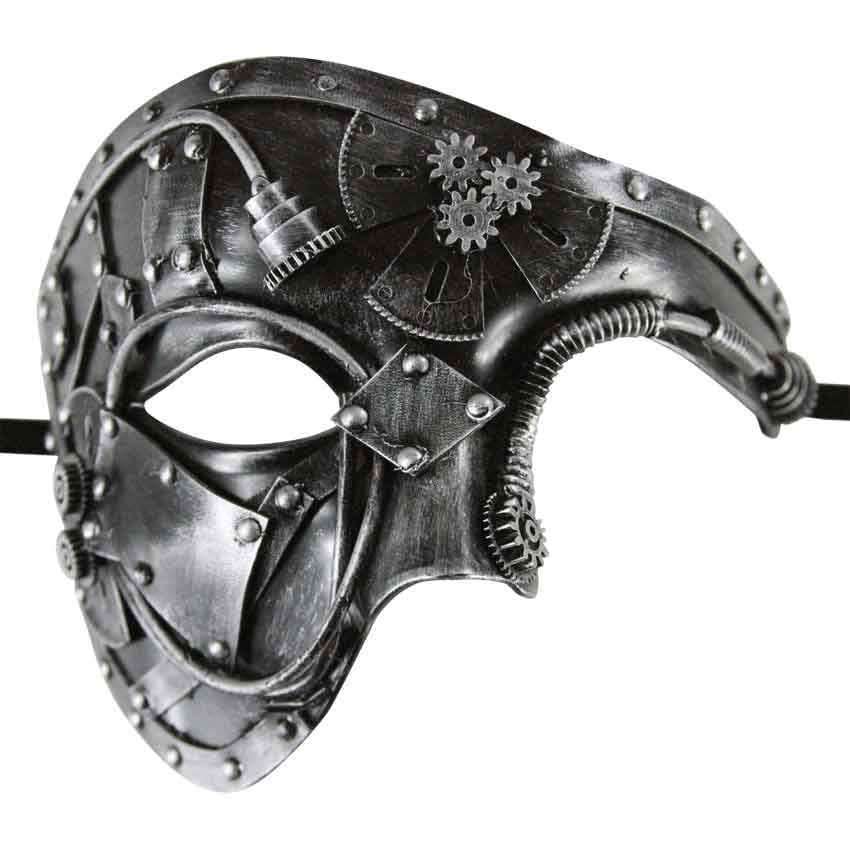 Silver Steampunk Men Steam-Powered Machinery Custom Party Masquerade Mask New 