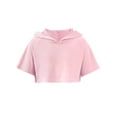 thumbnail image 3 of DPOIS Kids Girls Short Sleeve Hooded Crop Top T-shirt Hip Hop Dance Tops Pink 16, 3 of 7