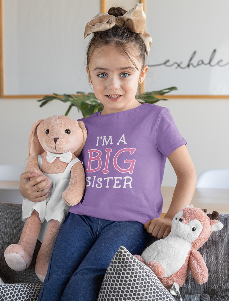 Tstars Girls Big Sister Shirt Lovely Best Sister I'm a Big Sister B Day Gifts for Sister Siblings Gift Cute Graphic Tee Funny Sis Girls Fitted Kids Child Birthday Gift Party T Shirt - image 3 of 5