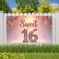 thumbnail image 2 of Decorative Design Sweet 16 Birthday Banner Elegant Floral Rose Gold for Party Celebration Indoor Decoration Event, 2 of 9