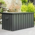 thumbnail image 2 of Outdoor Deck Box Waterproof, 160 Gal XXL Storage Box Patio Bench on Wheels, Indoor Resin Storage Bin for Cushions Toys Garden Tools, Lockable Lid Max Load Capacity 660LBS, 2 of 9