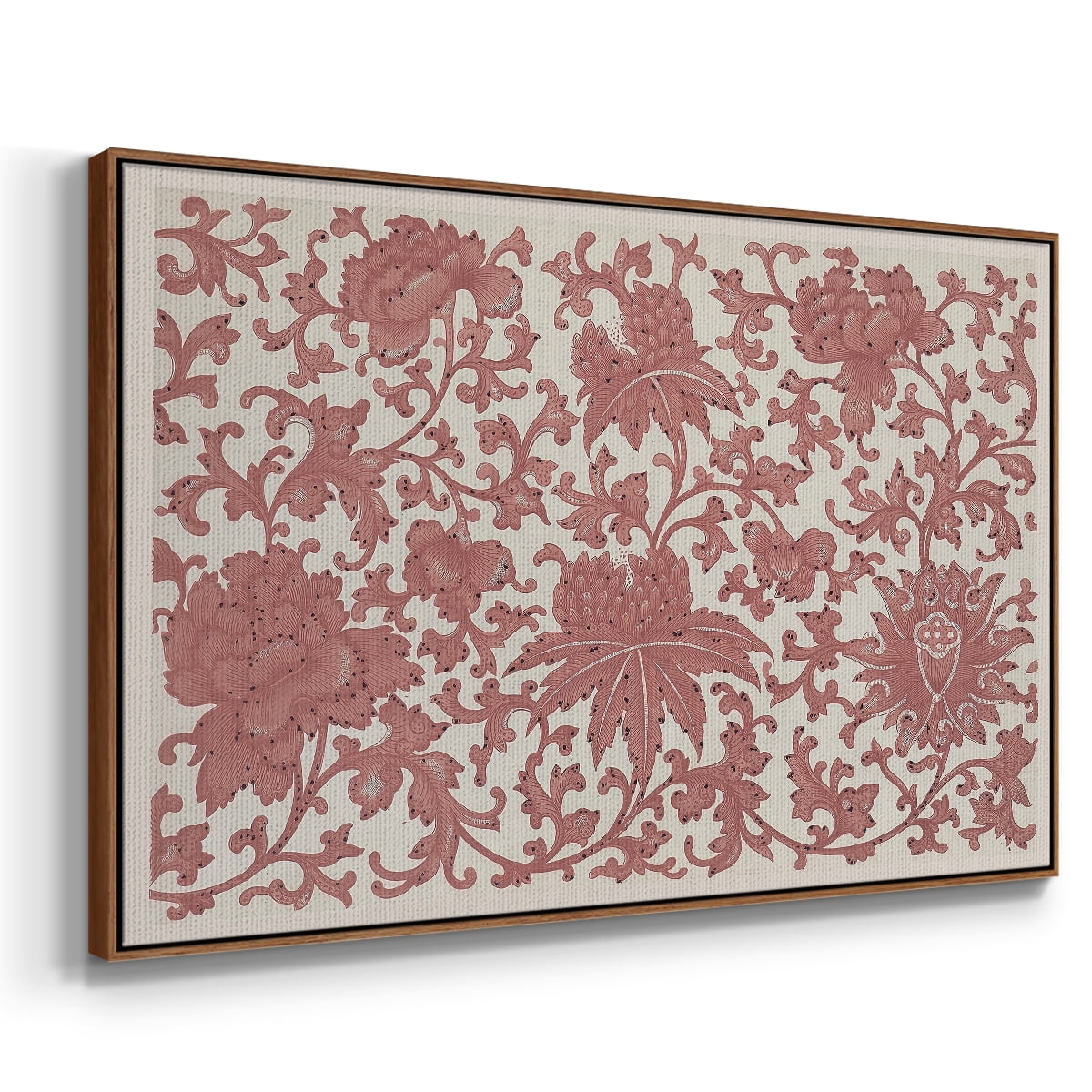 Vintage Abstract Print-XXVIII Framed in Walnut Wood Gallery Wrapped Canvas 25 in. x 37 in.