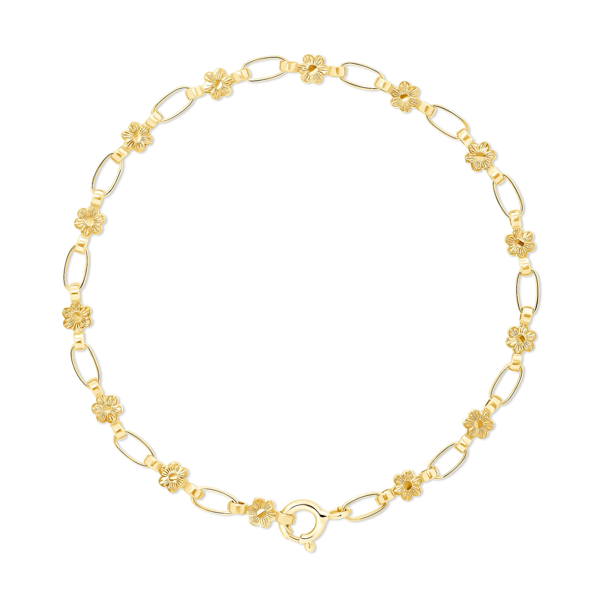 Retro Link© Kids 14K Gold-Plated, Flower Link Bracelet, 5.5'-6'