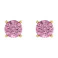 thumbnail image 3 of Clara Pucci 1.5Ct Pink Round Cut VVS1 Push Back Stud 18k Solid hypoallergenic Gold Designer Earrings For April, 3 of 7
