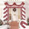 Red White Snowflake Christmas Tinsel Garland - Festive Holiday Party Decoration, Christmas Tree & Outdoor Porch Decorative Tinsel for Xmas Home Party Props
