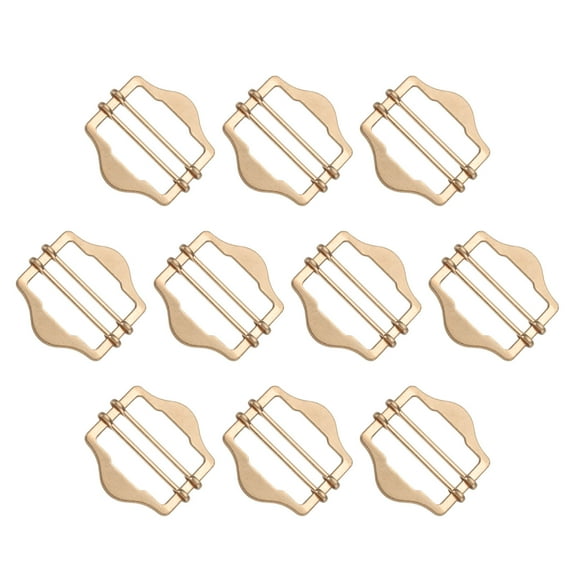 Uxcell 10Pcs Adjustable Slide Buckle, 1-3/8"(35mm) Metal Strap Buckle for Suit Vest Purse Bag Hardware Making Supplies Backpack Replacement Keeper, Light Gold