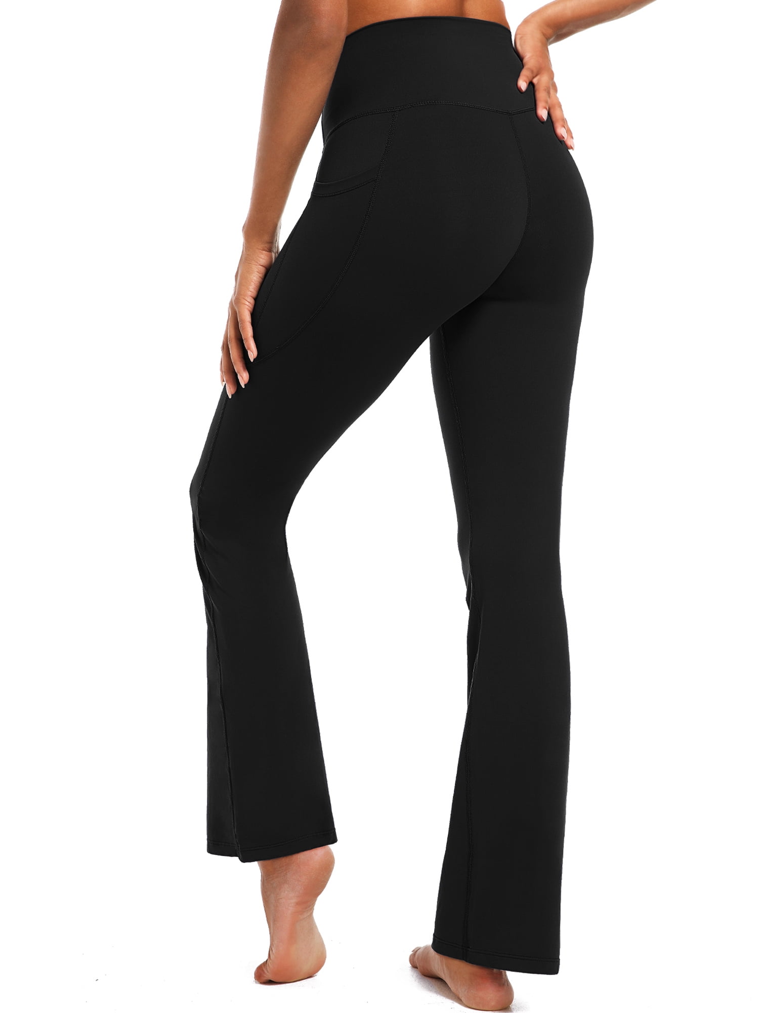 NELEUS Womens Flare Leggings for Yoga Workout Lycra High Waist Stretch Bootcut Pants with Two Pockets,Black,US Size M