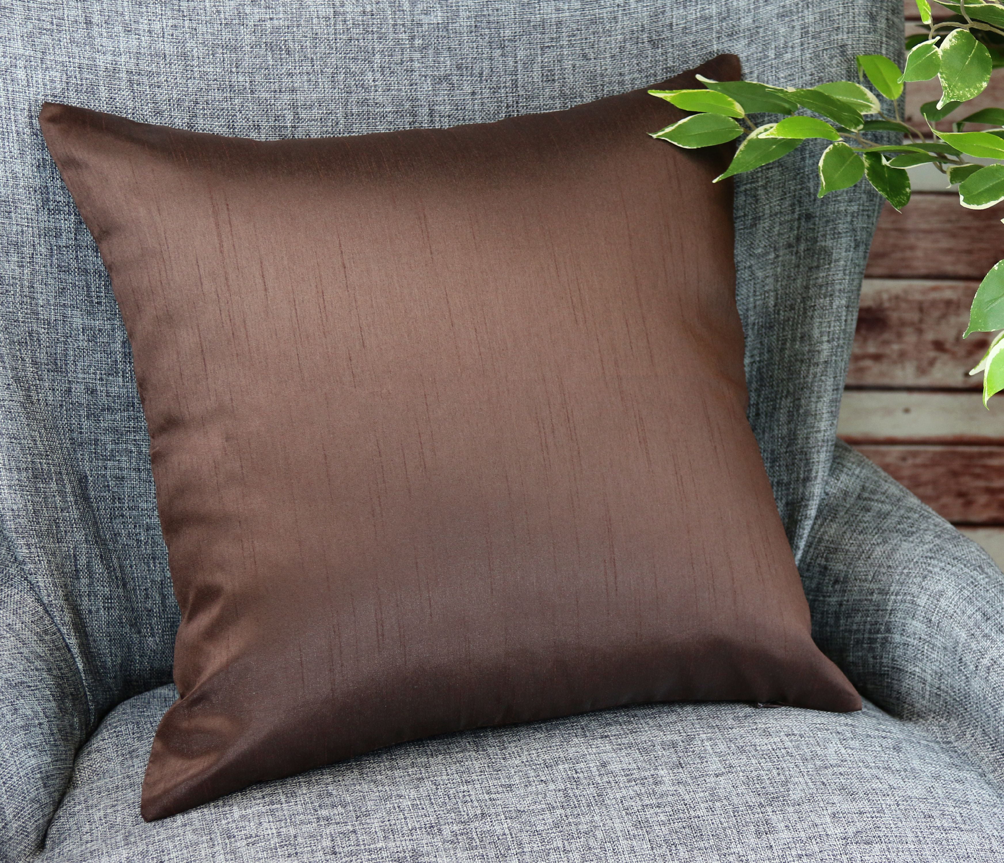 Aiking Home Solid Faux Silk Euro Sham / Pillow Cover 26 by 26 Brown