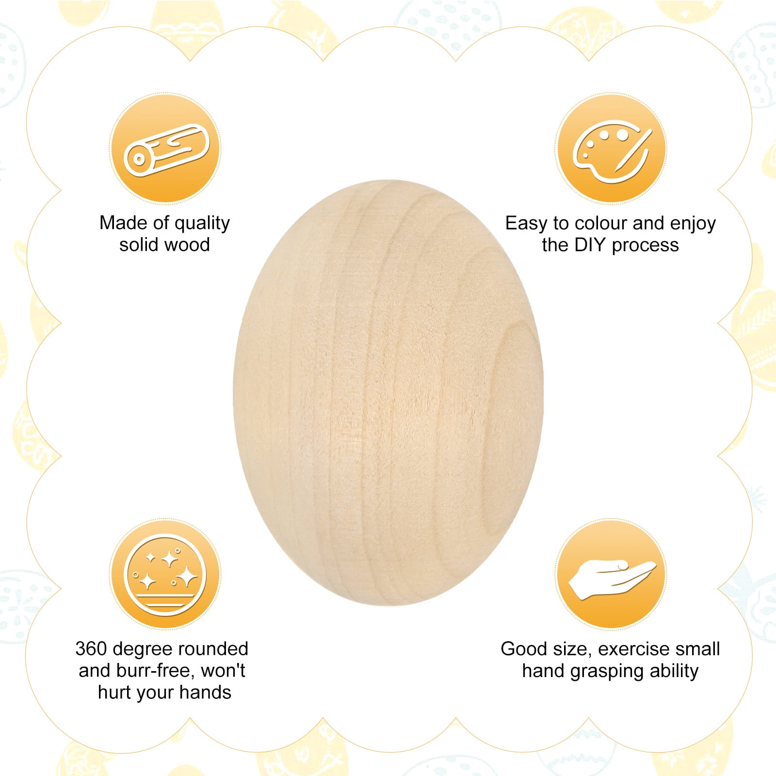Uxcell 12-Pack Wooden Fake Eggs, 2.4 Inch Quality Wooden Easter Eggs DIY Painting Solid Egg for DIY [Wooden]