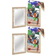 2pcs A4 Wooden Fillable Picture Frame Front Opening Hinged Photo Frames For Kids Art Projects (25 X 34 Cm )