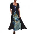 thumbnail image 1 of Pisexur Robes d'Été pour Femmes Fluide Imprimé Floral Ensemble Deux Pièces Robe en Chiffon Grande Taille Col Rond Sans Manches Robe Maxi, 1 of 5