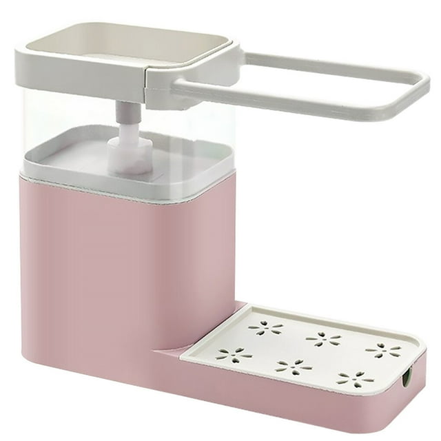 ziyahi Kitchen Press Soap Dispenser Automatic Detergent Box Drain Sink with Towel Bar Shelf Sponge Holder