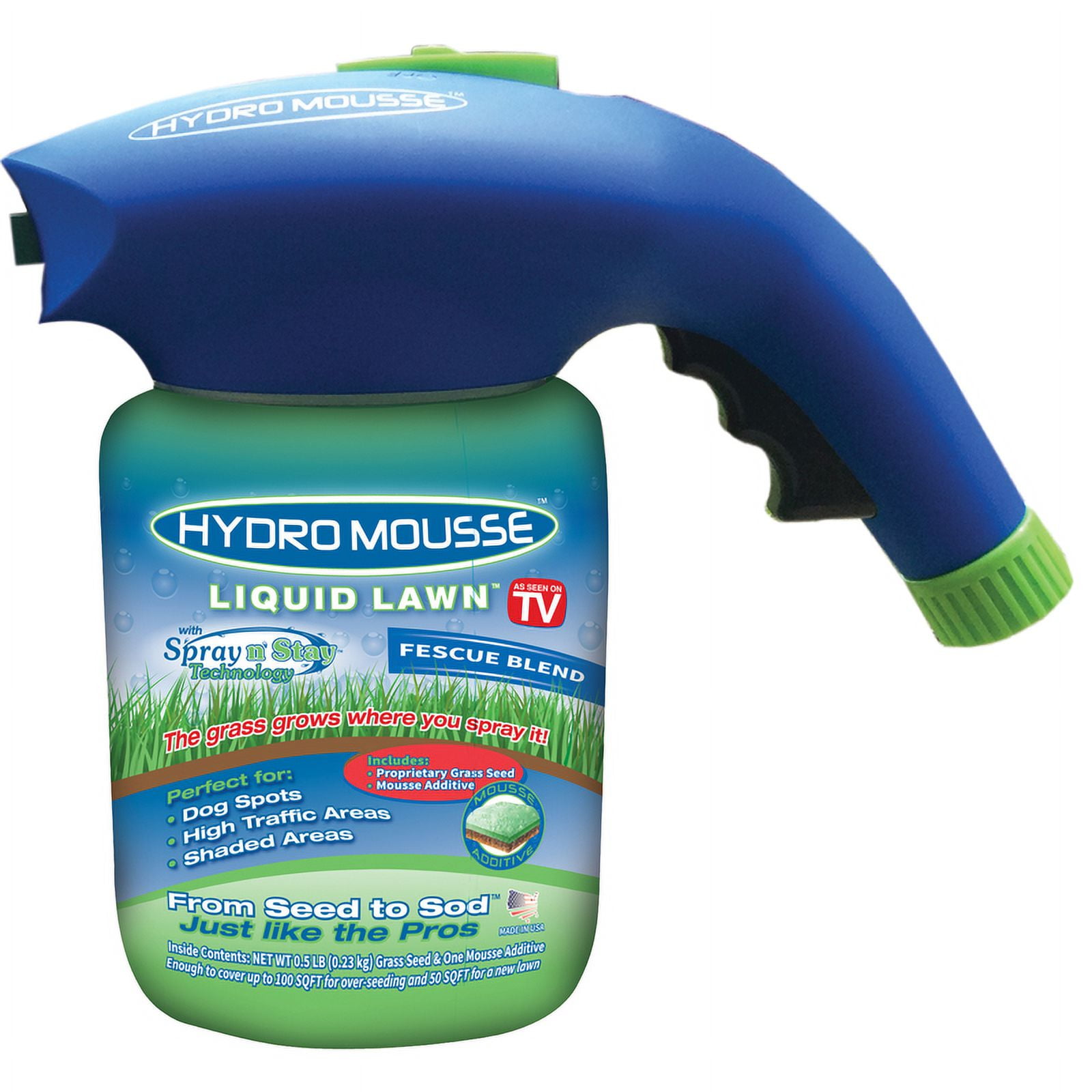 Hydro Mousse Liquid Lawn Seed System Grow Grass Anywhere You Spray Made in USA Walmart