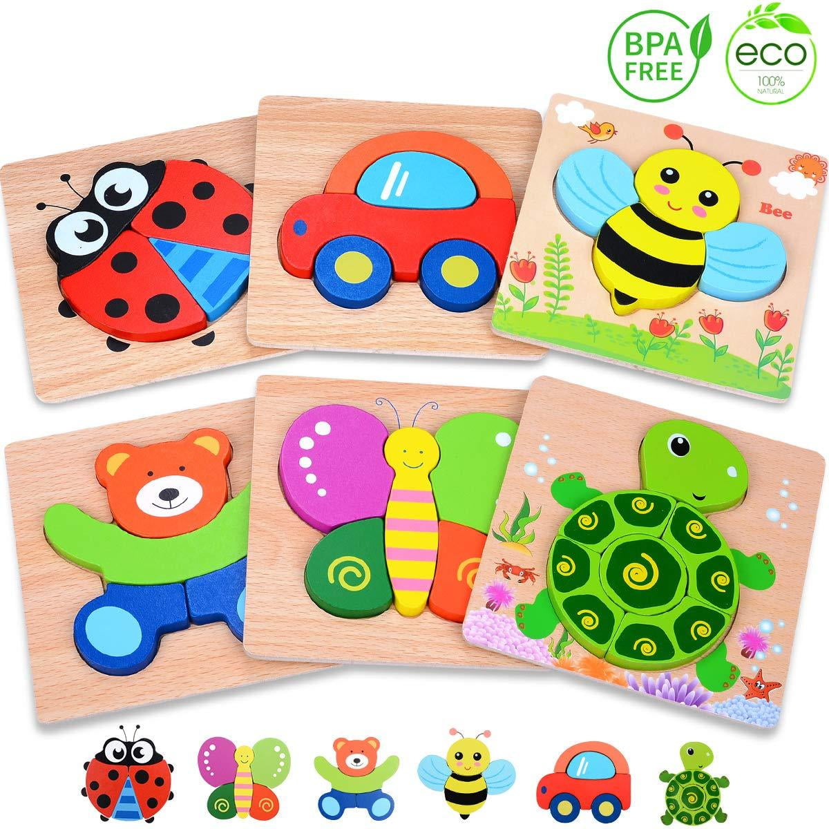 MAGIFIRE Wooden Toddler Puzzles Gifts Toys for 1 2 3 Year Old Boys
