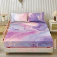 thumbnail image 2 of COEQINE Sheet Twin Size Soft Breathable Fitted Sheet with 2 Pillowcases, Wrinkle Free Fade Resistant Easy Care Bedsheet for for Twin Size Bed, Marble Pink Purple, 2 of 5