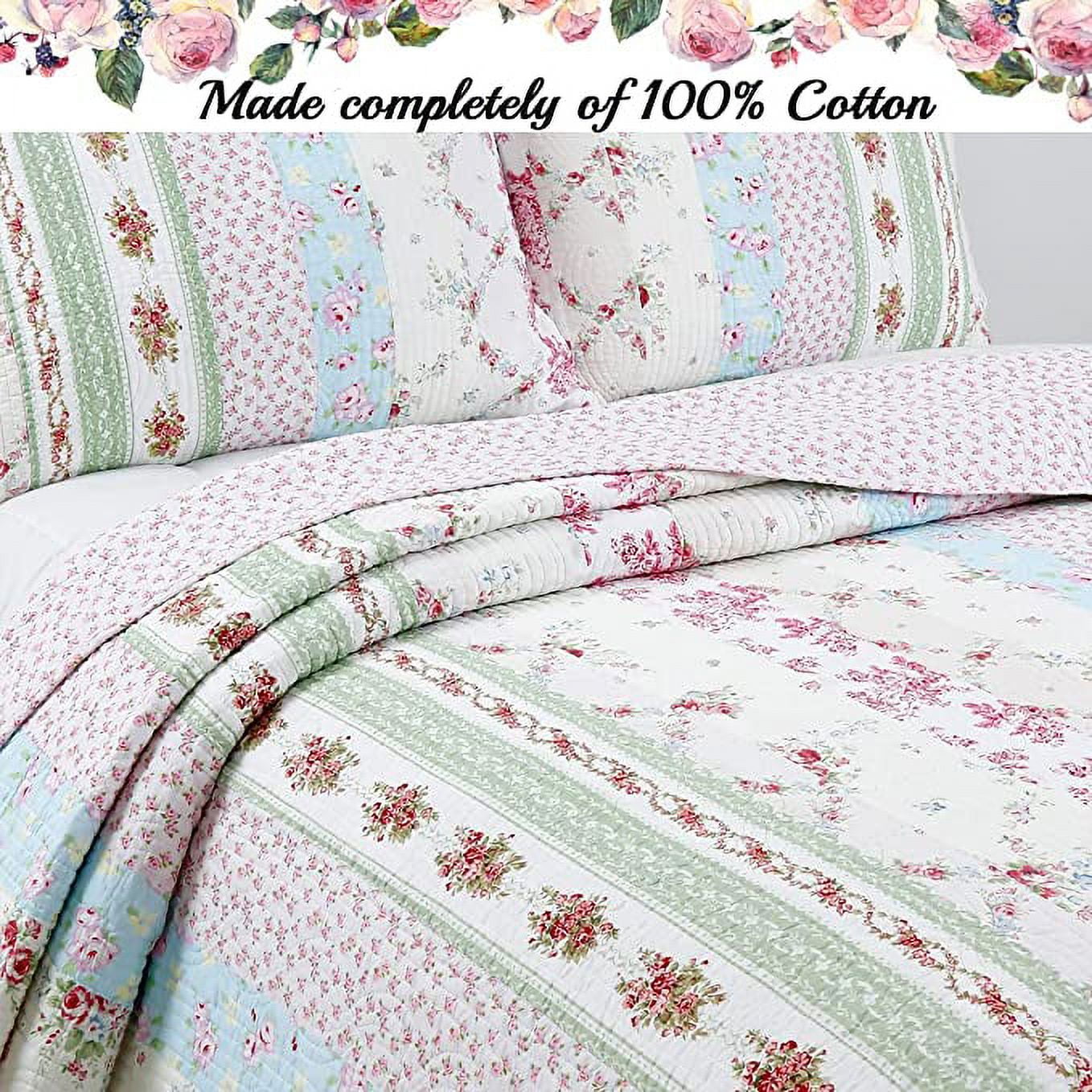 Cozy Line Home Fashions Cotton Reversible Quilt, Queen, - Easy Care (3 Count)