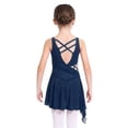 thumbnail image 5 of Hansber Girl's Lyrical Dance Dress Figure Ice Skating Asymmetrical Skirt Leotard Ballet Contemporary Dancewear Navy Blue 16, 5 of 6