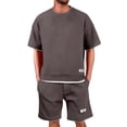 thumbnail image 2 of Shorts Sets Men 2 Piece Outfits Tracksuit Waffle T-Shirts and Shorts Clothes Casual Jogging Active Sets with Pockets, XL, 2 of 5