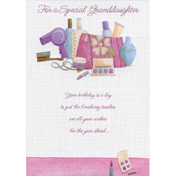Designer Greetings Finishing Touches: Hair Dryer, Makeup and Purse Birthday Card for Granddaughter