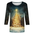 thumbnail image 5 of Women's Christmas Sweatshirts 3/4 Sleeve Shirts Christmas Snowflakes Print Pullover Sweater Blouses Thermal Lounge Warm Tops Spring Outfits 2025 Pullover Fall Winter Christmas Clothes, 5 of 5