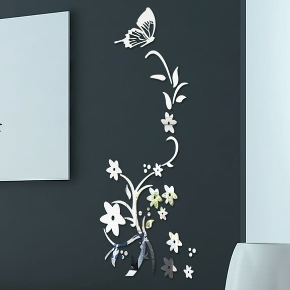 Moocorvic 3D Diy Flower Butterfly Shape Acrylic Wall Sticker Modern Stickers Decoration