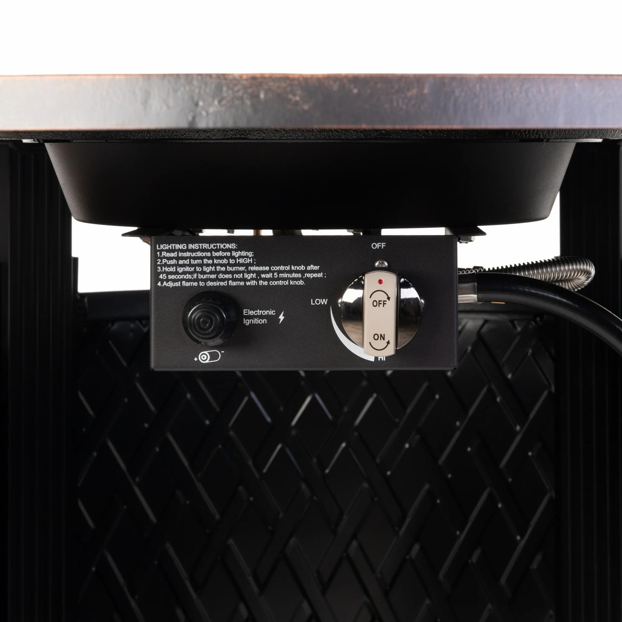 Vulcan Wagner Woven Aluminum Gas Fire Pit Table with Fire Bowl Lid – Bronze Finish – Round – 34"