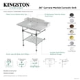 thumbnail image 4 of Kingston Brass LMS3630MAB7 Pemberton 36" Carrara Marble Console Sink with Acrylic Legs and Shelf (8-Inch, 3-Hole), Carrara Marble White/Brushed Brass, 4 of 4