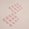thumbnail image 4 of Uñas postizas adhesivas HPYFOI cortas cuadradas ombré con flores, 24 piezas, 4 of 7