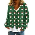 thumbnail image 2 of Wowcloth Women's Plush Cardigan - Christmas Print Button-Front Cozy Casual Long Sleeve Top for Holiday & Daily Wear, 2 of 5