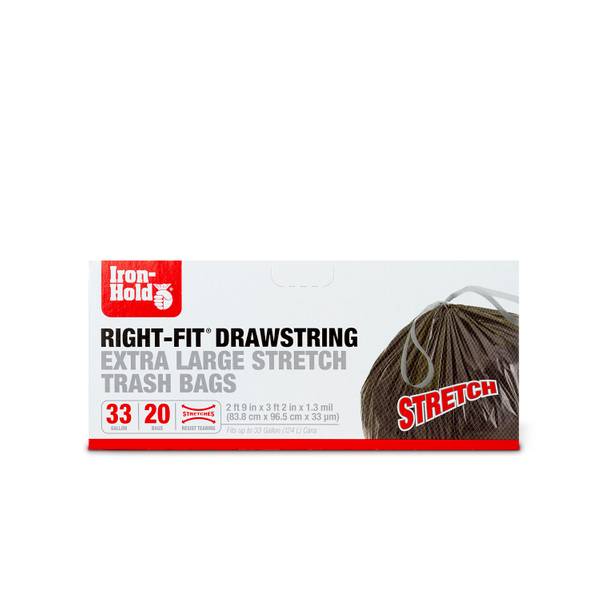 Iron Hold 20Count 33 Gal Extra Large RightFit Drawstring Stretch