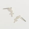 thumbnail image 3 of Women's Silver Drop Cross Ear Sense Earrings by Howard's, 3 of 3
