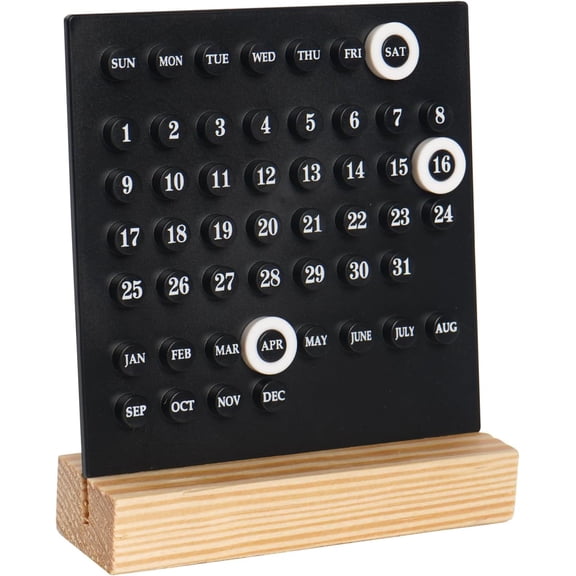 SONGAU Perpetual Calendar Desk Wood Calendar Stand Acrylic Calendar Desktop Decor for Livingroom Office Shop Bar Week Month Day Display(1pc black)