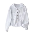 thumbnail image 6 of Xdegoge Long Sleeve Shirts for Women Button Down Sun Protection Drawstring Fashion Hoodie with Pockets Casual Basic Tops for Spring Fall Vacation, 6 of 6