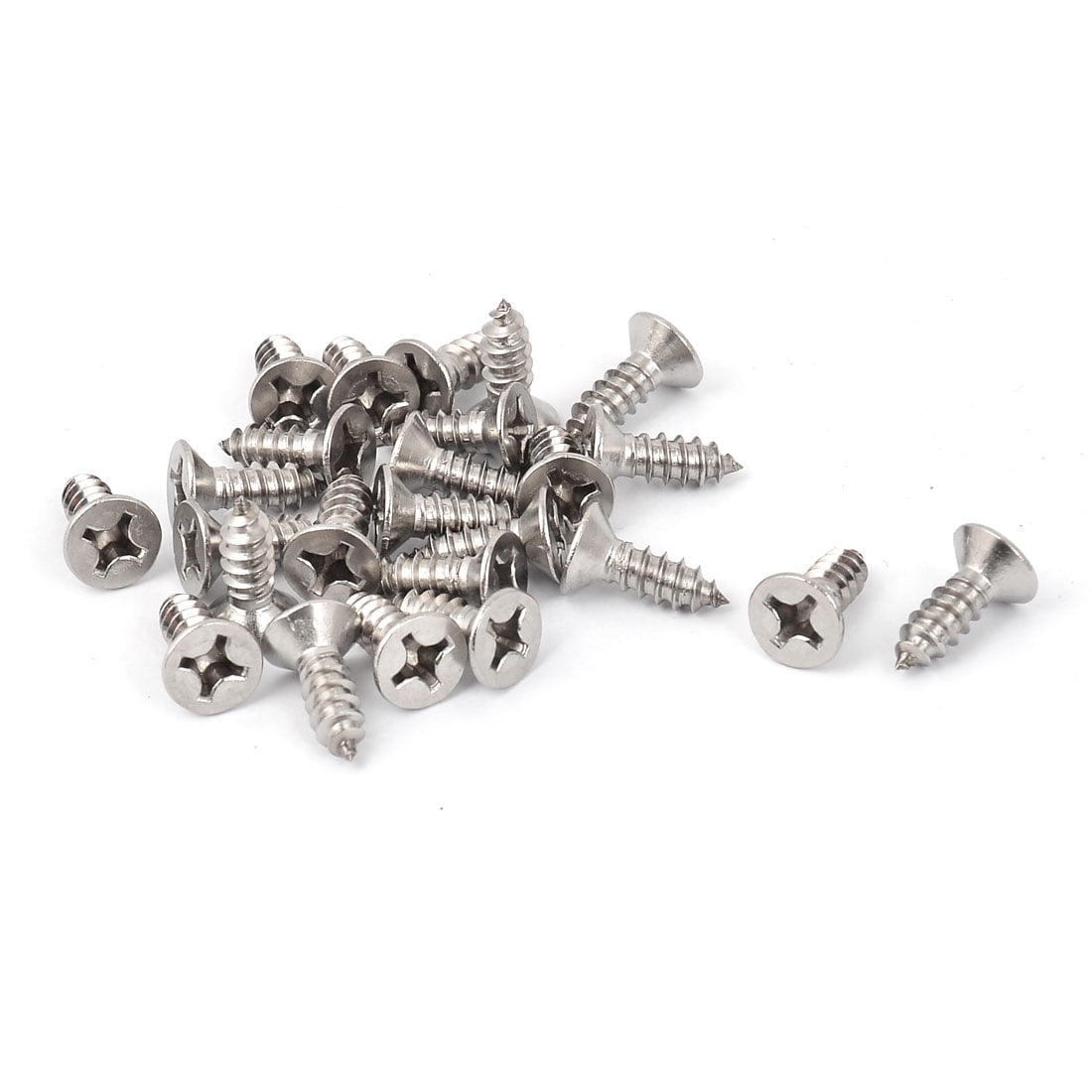 M5.5 x 16mm Phillips Flat Head Self Tapping Screw Silver Tone 25 Pcs