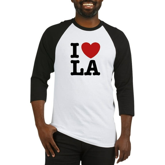 CafePress - I Love LA Baseball Jersey - Cotton Baseball Jersey, 3/4 Raglan Sleeve Shirt