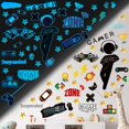 thumbnail image 1 of Calcomanías de pared para decoración de habitaciones de jugadores, calcomanías de juegos, fluorescencia azul, calcomanías para habitaciones de niños, decoración de videojuegos, 1 of 5