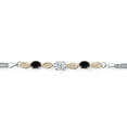 thumbnail image 2 of 925 Silver and 10K Yellow Gold IGI Certified Lab Grown Diamond and Black Onyx Bracelet for Women | 1.88 Cttw | Center Oval Cut Diamond 1 Ct | D-E Color | VS1-VS2 Clarity | Wheat Chain | 7.5 inches, 2 of 6