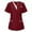 Red, variant on QATAINLAV Holiday Scrub Tops for Women Solid Color Short Sleeve Medical Nursing Scrubs Shirts with Pockets Stretchy V Neck Front Button Up Workwear Prime Sale Green XL