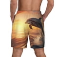 thumbnail image 4 of Uemuo Sunset Dancing Dolphin A Pattern Mens Swim Trunks Quick Dry Board Shorts with Mesh Lining, Stretch Beach Shorts Quick Dry No-Chafing Board Shorts-Small, 4 of 9